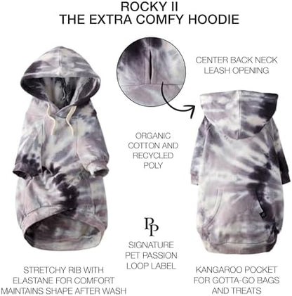 Pet Passion Rocky II Dog Hoodie, Black Tie Dye, XX-Large