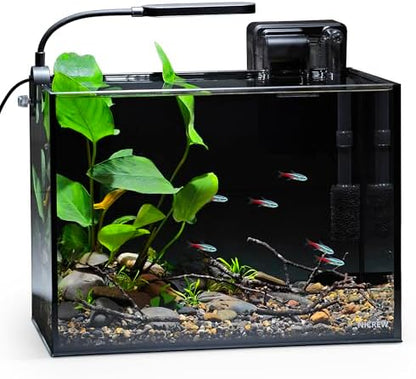 NICREW 2.5 Gallon Nano Nature Aquarium Kit Betta Fish Tank, Complete, Black