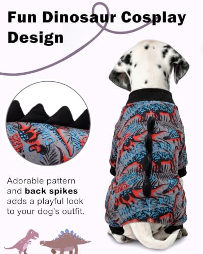 CuteBone Dinosaur Costume Dog Pajamas, Stretchy Spandex Crystal Velvet Sleepwear Coat for Small Dogs, Soft & Warm Pet Outfit Clothes for Cold Weather, Cozy Pullover Design COSP20XS