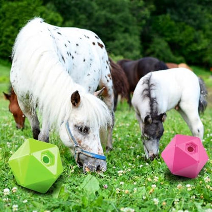 Seenelling 2 Pack Horse Treat Ball, 9" Feeder Toy for Horses, Green Pink