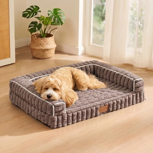 Orthopedic Large Dog Bed Furry Pet Bed, Washable Cover 48''X30''