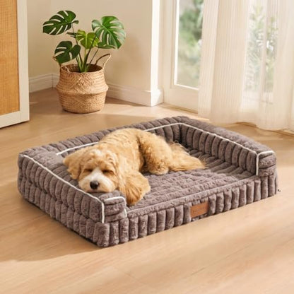 Orthopedic Large Dog Bed Furry Pet Bed, Washable Cover 48''X30''