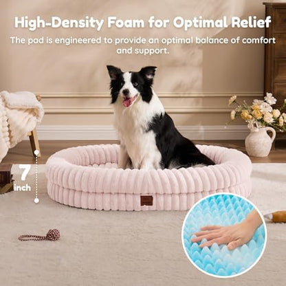ChiXnuggle Orthopedic Dog Bed, Washable Cover, Faux Fur Bolster Pet Couch