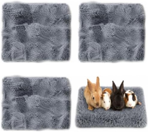 Jetec 3 Pcs Guinea Pig Beds, Bubble Fleece Small Animal Mats,Winter,Gray