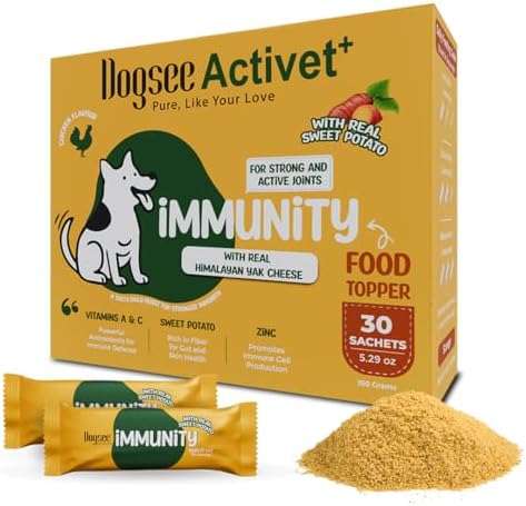 Dogsee Activet+ Freeze Dried Dog Food Topper with Yak Cheese Powder, Dog Supplement for Multi Vitamin, Boosting Immunity, Supports Growth, Improve Overall Health & Digestion (30 Sachets)