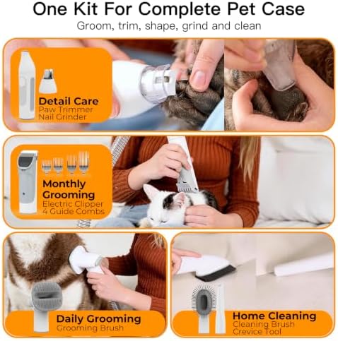 Dog Grooming Vacuum Kit, 7-in-1 Pet Hair Vacuum for Shedding