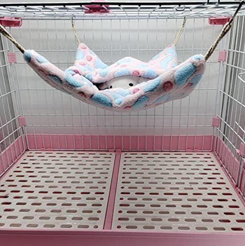ISMARTEN Small Animal Hanging Hammock, Pet Hanging Nap Sack Sleep Bag Bed, Cage Hammock Beds for Ferret Guinea-Pig Sugar Glider Hamster Rat Mice Chinchilla Flying Gerbil and Squirrel (Pink)