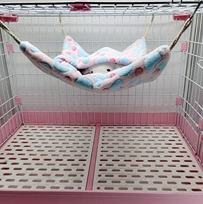 ISMARTEN Small Animal Hanging Hammock, Pet Hanging Nap Sack Sleep Bag Bed, Cage Hammock Beds for Ferret Guinea-Pig Sugar Glider Hamster Rat Mice Chinchilla Flying Gerbil and Squirrel (Pink)
