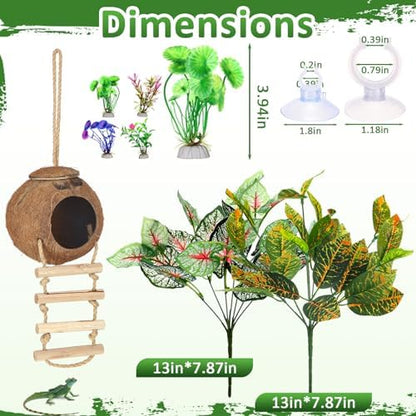 Foilswirl 18 Pcs Bearded Dragon Tank Accessories Reptile Bridge Hammock