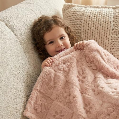 Americanflat 50x60 Jacquard Fleece Throw Blanket - Soft and Breathable Throw Blanket for Couch, Bed, Chair - Fleece Blankets Perfect for Home, Bedroom, or Outdoor Use - Flower Design in Pink