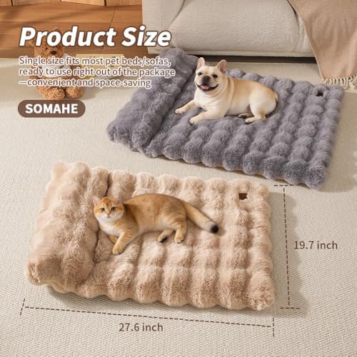 SOMAHE Cat Bed and Small Dog Bed Mat, Raised Pillow, 27 x 20 Inch, Gray