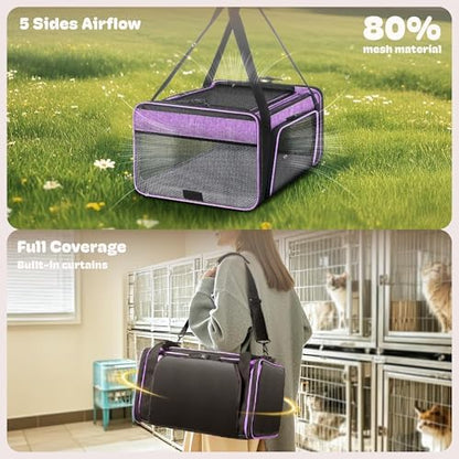 Top and 2 Sides Expandable Cat Carrier 18x13.5x9.5 TSA Airline Approved