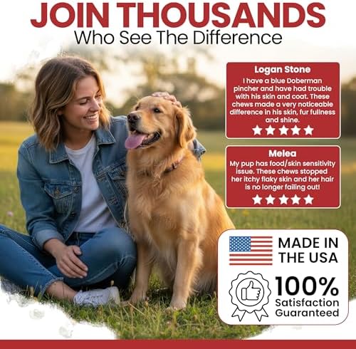 Omega 3 Fish Oil for Dogs, Bacon Flavor - 180 Soft Chews for Skin and Coat