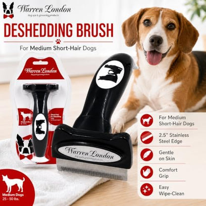 Warren London Deshedding Brush for Medium Short Hair Dogs, 2.5 Inch