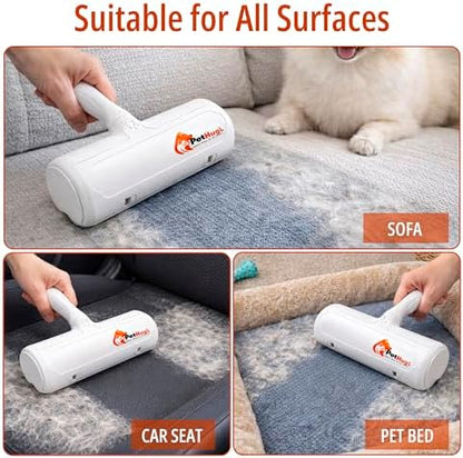 3-in-1 Pet Hair Remover Set with Cleaning Brush and Detailer Scraper - Reusable Roller for Couch, Furniture, Dog & Cat Hair - Self Cleaning Lint Remover Tool for Carpet, Sofa & Bedding