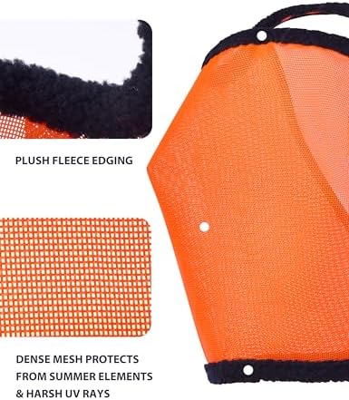 Harrison Howard All Round Mesh Horse Fly Mask UV Protective with Fleece Padded Edging Vibrant Orange L