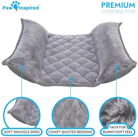 Paw Inspired Snuggle Bunny Bolster Bed, Gray/Faux Fur, 17x17 Inch