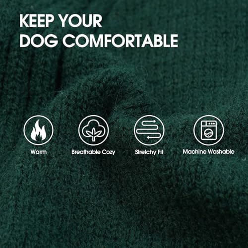 Turtleneck Dog Sweater, Thermal Knitted Sweater for Small Dogs (Green,M)