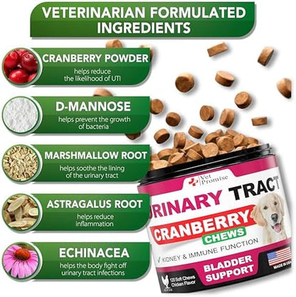 Dog UTI Chews - Cranberry Supplement for Dogs - Urinary Tract Support