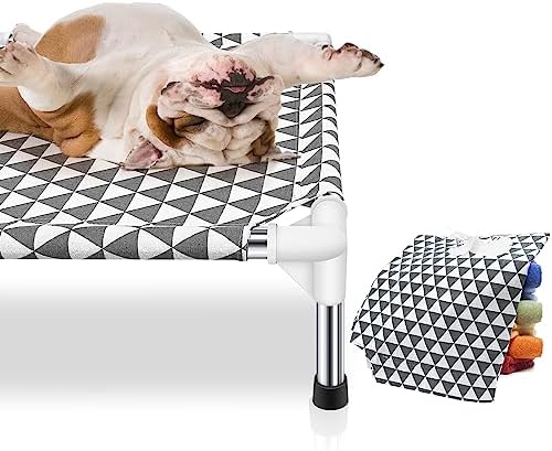 Kuntrust Elevated Outdoor Dog Bed, Medium Size, Cotton Material, Non-Slip Feet, Fits up to 70lbs
