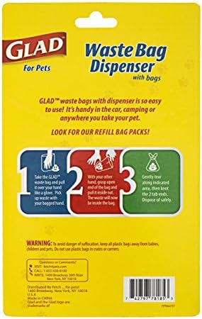 Glad for Pets Extra Large Unscented Heavy Duty Dog Waste Bags with Dispenser and Metal Clip | Plastic Disposable Poop Bags for Dogs, Easy to Use for Dog Walking, 30 Count (Pack of 2)