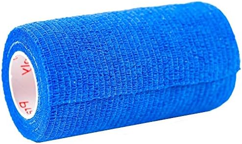 2 Pack Premium Vet Wrap - Self Adhesive Bandage Wrap & Athletic Tape - 4" x 5 Yards Elastic & Self-Sticking Cohesive Bandage for Pets, Sports, Wrists & Ankles - Blue by Prairie Horse Supply