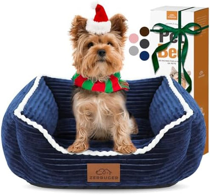 Zerbuger 20in Blue Rectangle Cat Dog Bed Machine Washable Sleeping Sofa