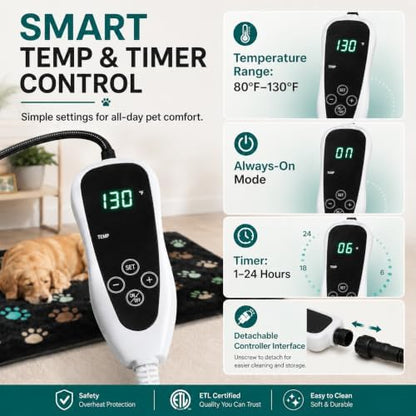GOLOPET Dog Heating Pad 32x20 in UL/MET Dual Security Certification