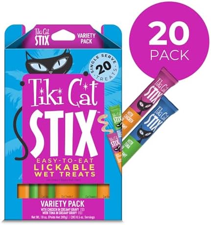 Tiki Cat Stix Cat Treats, Variety Pack, 0.5 oz. Mousse, 20 Count