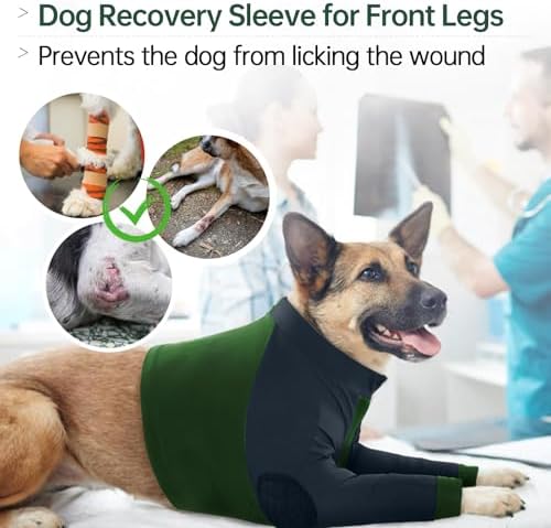 Lelepet Dog Recovery Sleeve for Wounds Front Legs, Stop Licking Dog Shirt