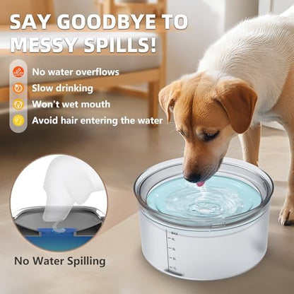 Decflow 1.2Gal No Spill Dog Water Bowl with Slow Drinking Feeder