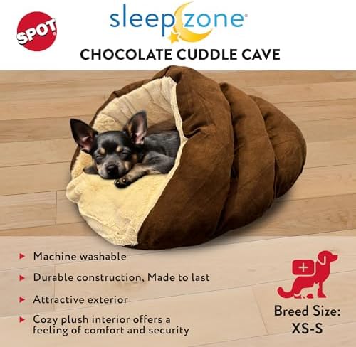 SPOT Sleep Zone Cuddle Cave Pet Bed | Soft, Plush Interior for Cats and Small Dog Breeds | Attractive and Durable Faux Suede Exterior | Machine Washable | Pet Safe