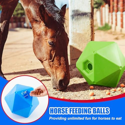 Seenelling 2 Pack Horse Treat Ball, 9" Feeder Toy for Horses, Green Blue