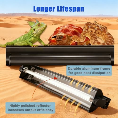 KINGYEENUO UVB 10.0 T8 Reptile Light Fixture Combo Kit 15W (New Upgrade)