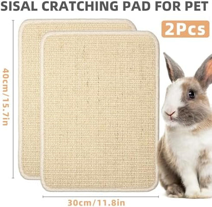 2 Pieces Rabbit Scratcher Mat Natural Sisal Cat Bunny Rabbit Scratching Pad
