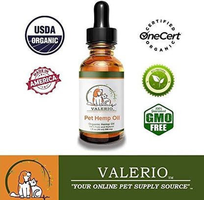 Valerio Pets Hemp Oil for Dogs and Cats - 1 Oz - Hemp Oil Drops with Omega Fatty Acids - Hip and Joint Support and Skin Health (2 Pack - 2 x 1 Oz)