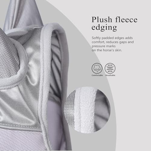 Harrison Howard Half Face Horse Fly Mask UV Protection and Breathable for Equine Use Comfortable Grey XL