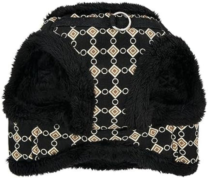 Puppia Jace Vest Dog Harness Step-in Warm Winter Diamond Pattern for Small and Medium Dog, Black, Medium