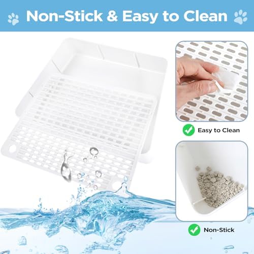 Adjustable Litter Box Step, Cat Litter Box Ramp/Catcher with Wooden Feet