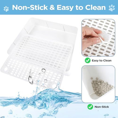 Adjustable Litter Box Step, Cat Litter Box Ramp/Catcher with Wooden Feet