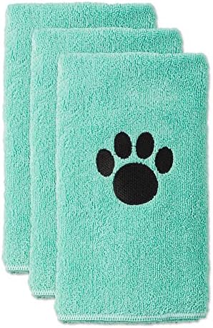 Bone Dry Pet Grooming, Embroidered Microfiber Towel Drying Collection, 15x30, Aqua