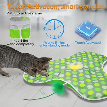 Interactive Cat Toys,Moving Concealed Feathers Toy for Indoor Cats