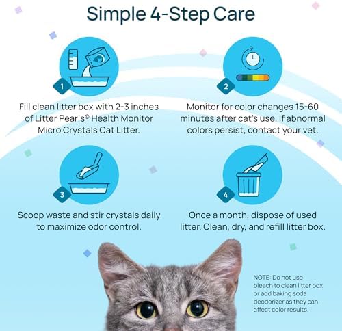 Litter Pearls Health Monitor Cat Litter, Unscented Micro Crystals (6 LB Bag) – Color Changing pH Indicator for Feline Health Tracking, 30-Day Odor Control, Dust Free and 60% Lighter (Pack of 2)