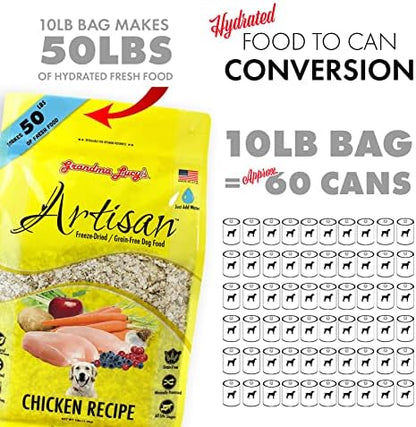 Grandma Lucy's Artisan Dog Food, Grain Free and Freeze-Dried - Artisan Chicken, 3Lb Bag