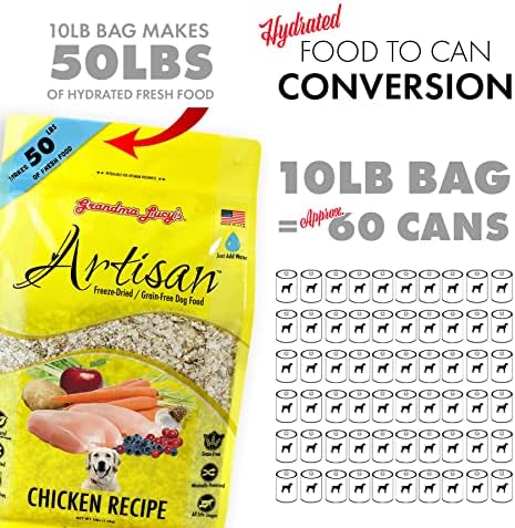 Grandma Lucy's Artisan Dog Food, Grain Free and Freeze-Dried - Artisan Chicken, 10Lb Bag
