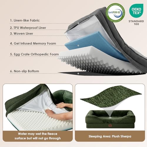 EHEYCIGA Orthopedic XL Dog Bed for Large Dog, Memory Foam Dog Couch