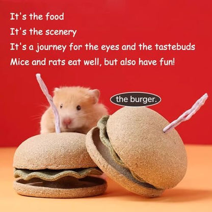 Hamburger-Shaped Hamster Toy Timothy Hay,Bunny Toys, for Pet Rabbits, Guinea Pigs, and Chinchillas
