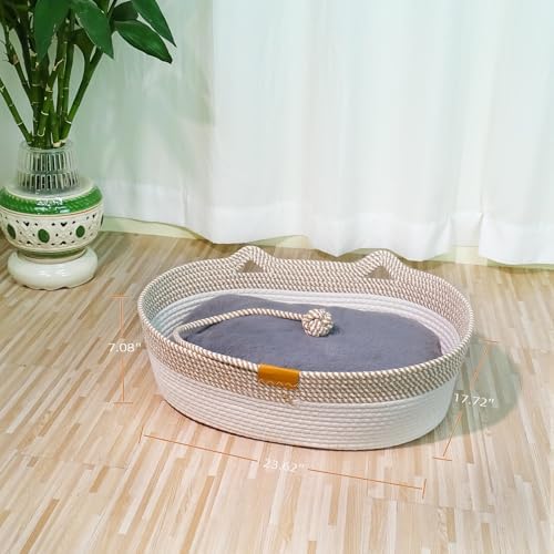Natural Rope Cat Basket, Handwoven Rope Basket for Cats