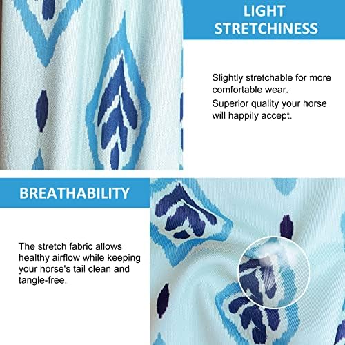 Harrison Howard Stretchy Tail Bag Breathable Horse Tail Guard Slip on Design Protect Horse Tail 2 Strand Closure Straps Keep Tail Clean & Protected 22" L Length Makes Grooming Easy-Nature Aztec