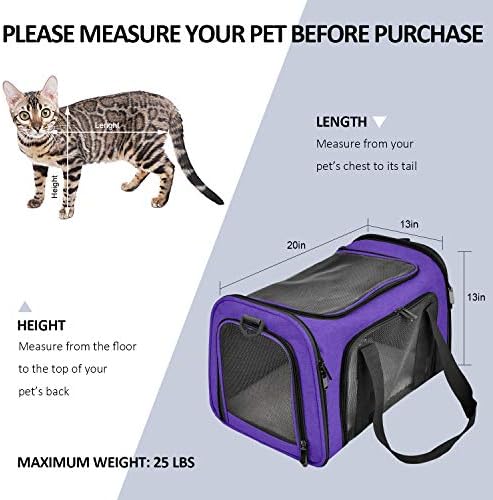 Henkelion Large Cat Carriers Dog Carrier Pet Carrier for Large Cats Dogs Puppies up to 25Lbs, Big Dog Carrier Soft Sided, Collapsible Travel Puppy Carrier - Large - Purple